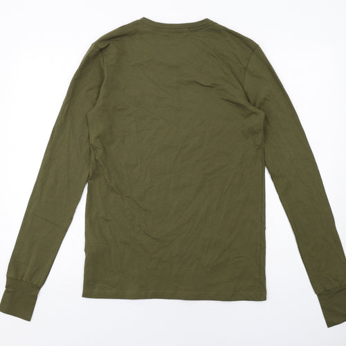 Intense Mens Green Cotton T-Shirt Size S Round Neck
