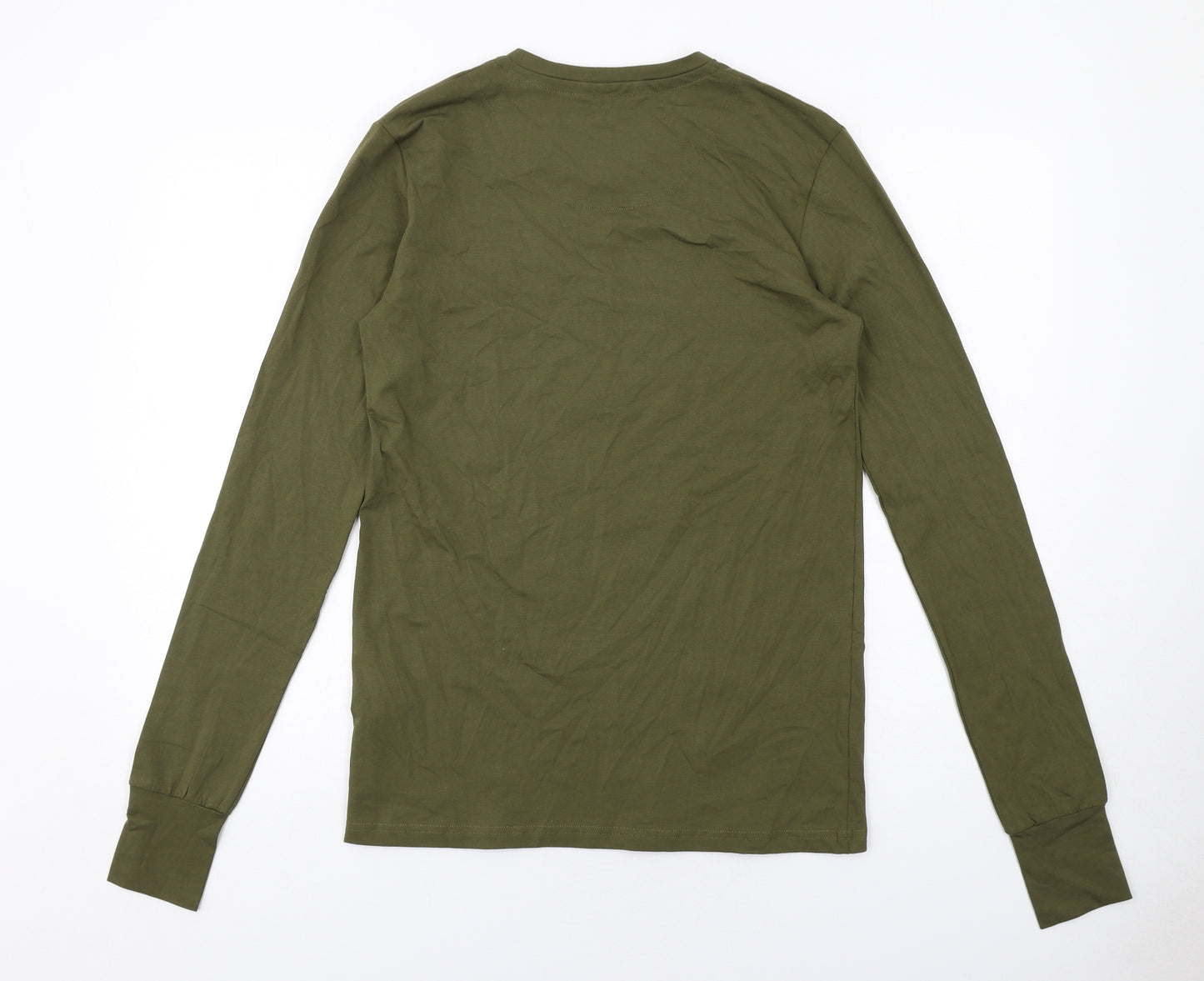 Intense Mens Green Cotton T-Shirt Size S Round Neck