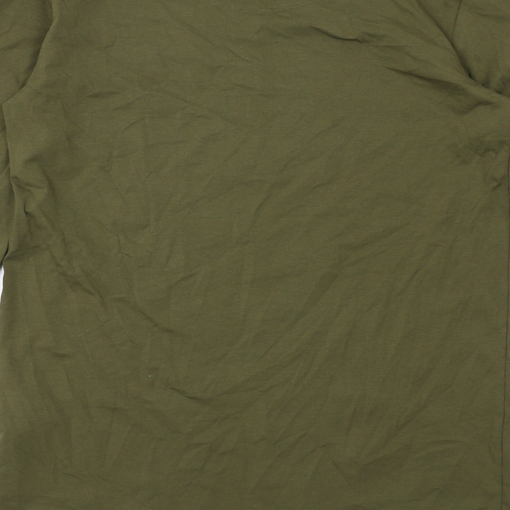 Intense Mens Green Cotton T-Shirt Size S Round Neck