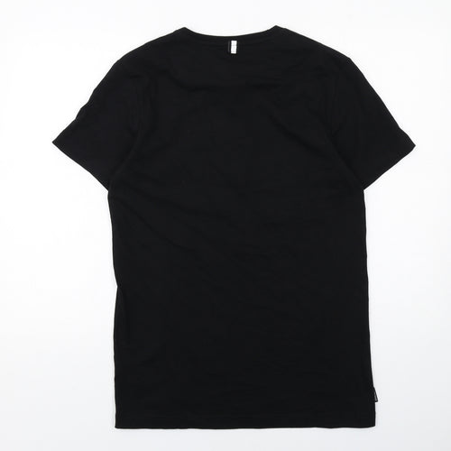Intense Mens Black Cotton T-Shirt Size M Round Neck
