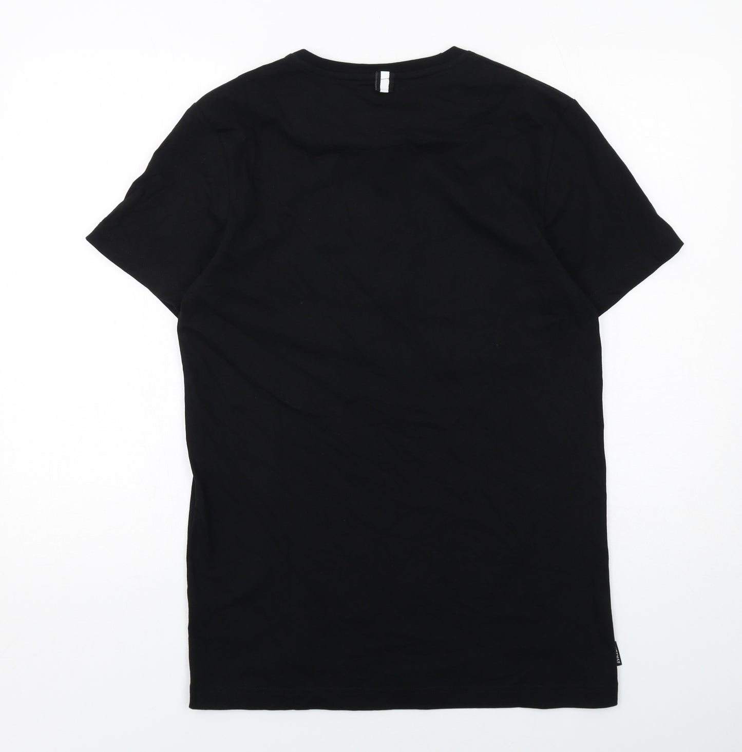 Intense Mens Black Cotton T-Shirt Size M Round Neck