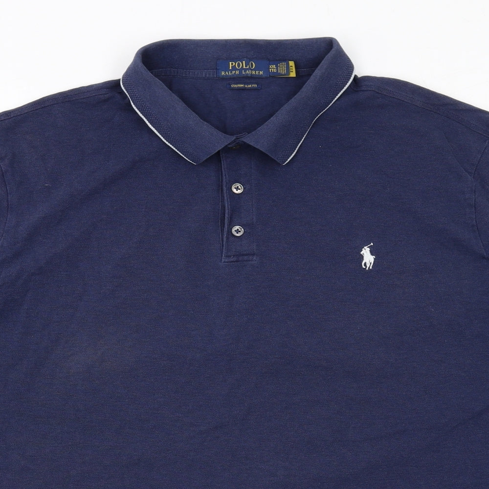 Polo Ralph Lauren Mens Blue Cotton Polo Size 2XL Collared Button