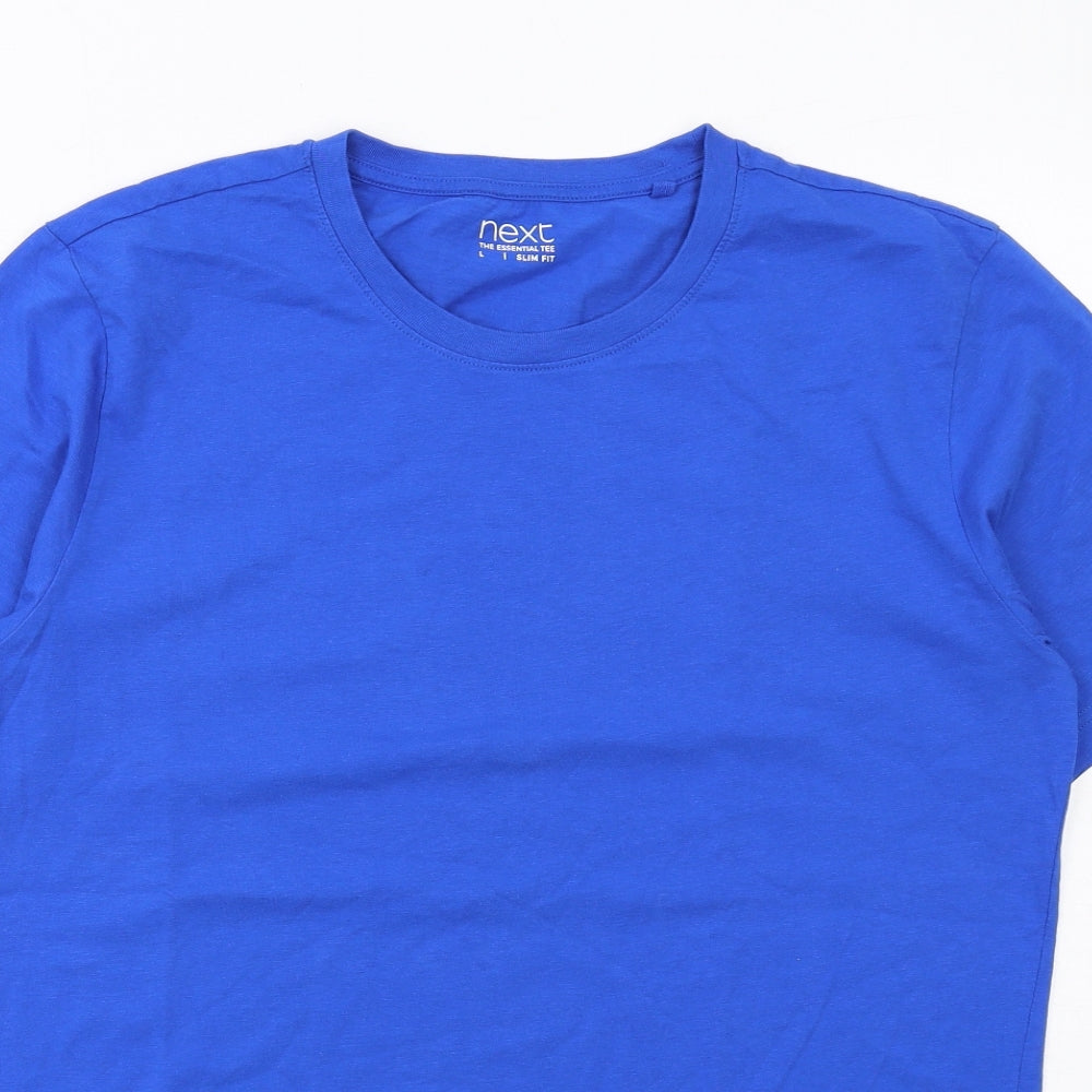 NEXT Mens Blue Cotton T-Shirt Size L Round Neck