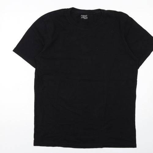 NEXT Mens Black Cotton T-Shirt Size L Round Neck