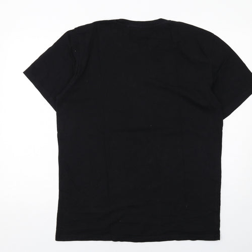 NEXT Mens Black Cotton T-Shirt Size L Round Neck