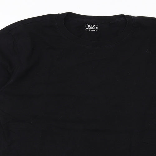 NEXT Mens Black Cotton T-Shirt Size L Round Neck