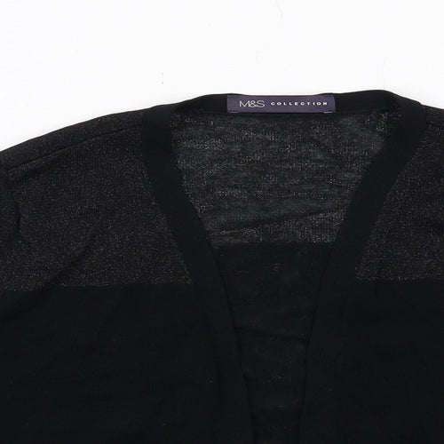 Marks and Spencer Womens Black V-Neck Viscose Cardigan Jumper Size 14