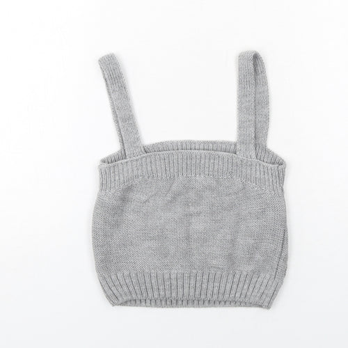 River Island Womens Grey Acrylic Cropped Tank Size S Square Neck