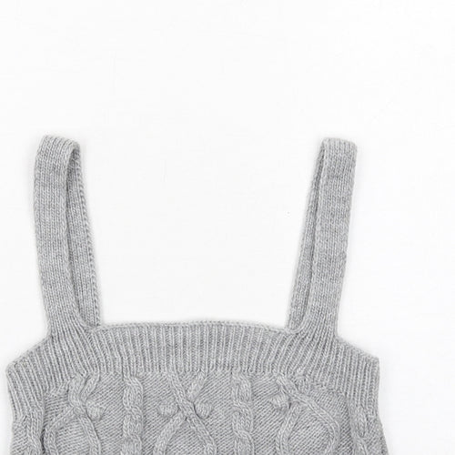 River Island Womens Grey Acrylic Cropped Tank Size S Square Neck