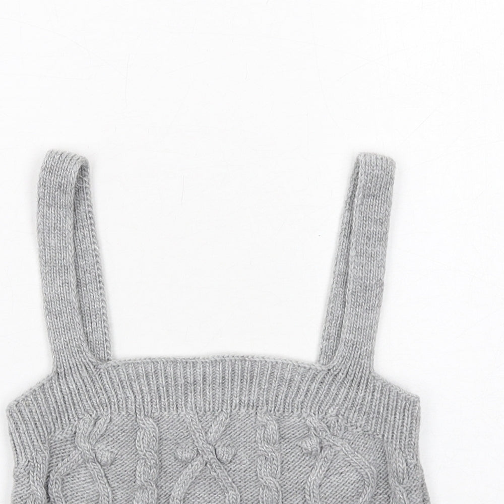 River Island Womens Grey Acrylic Cropped Tank Size S Square Neck
