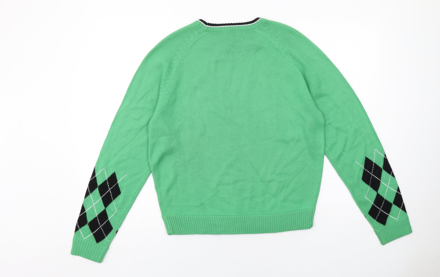 Green Lamb Womens Green Round Neck Acrylic Pullover Jumper Size 14