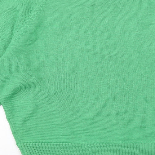 Green Lamb Womens Green Round Neck Acrylic Pullover Jumper Size 14