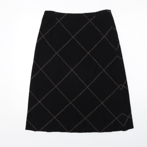 Fenn Wright Manson Womens Black Argyle/Diamond Wool A-Line Skirt Size L Zip