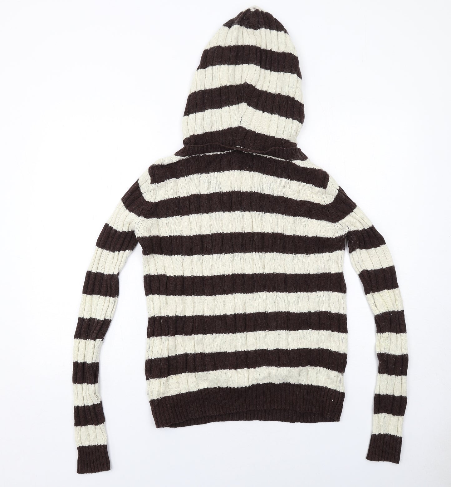 Animal Womens Brown Striped Cotton Pullover Hoodie Size 10 Pullover