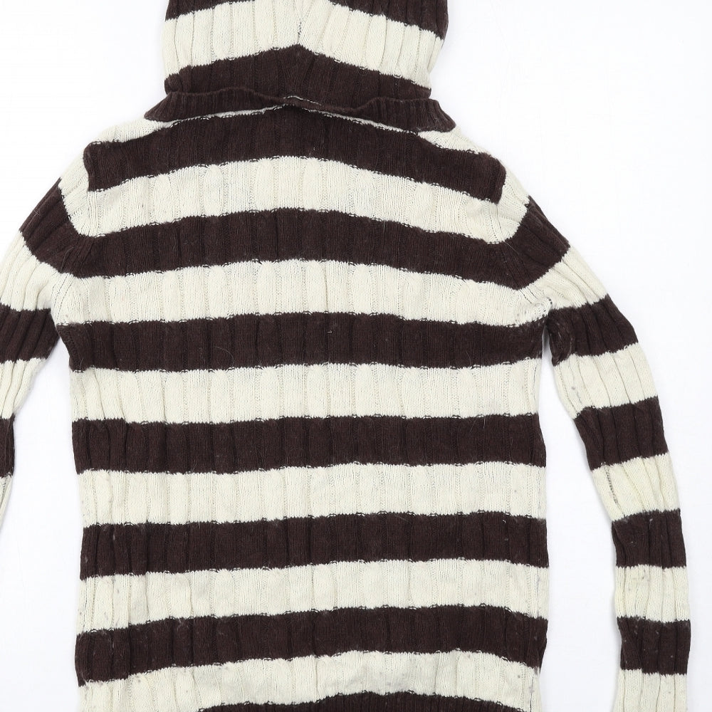 Animal Womens Brown Striped Cotton Pullover Hoodie Size 10 Pullover