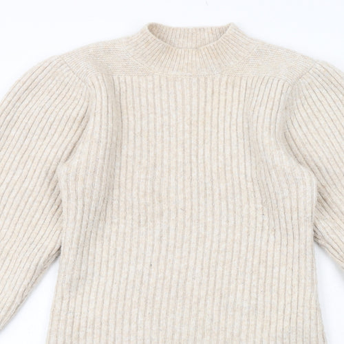 River Island Womens Beige Polyester Jumper Dress Size 12 Round Neck Pullover