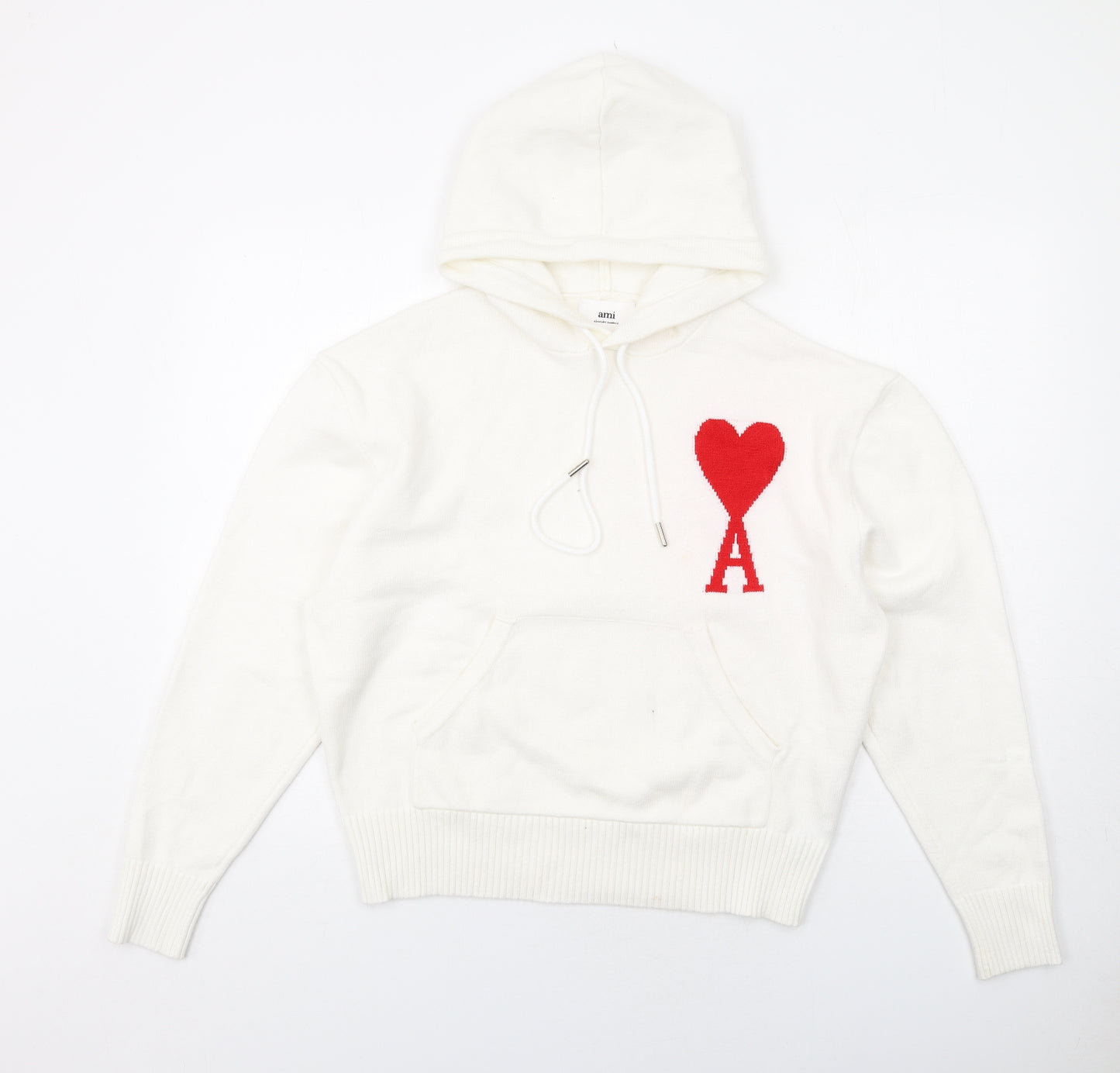 Ami Womens Ivory Cotton Pullover Hoodie Size S Pullover - Ace of hearts