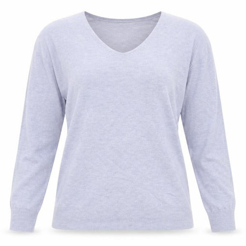 Mango Womens Blue V-Neck Acrylic Pullover Jumper Size S