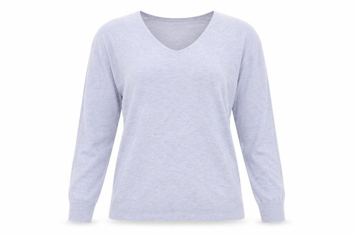 Mango Womens Blue V-Neck Acrylic Pullover Jumper Size S