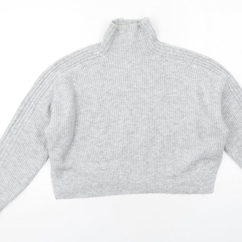Topshop Womens Grey High Neck Acrylic Pullover Jumper Size M