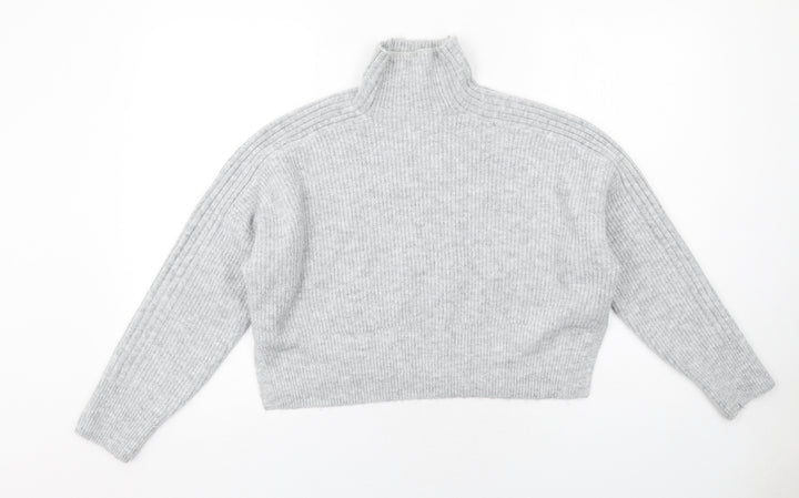 Topshop Womens Grey High Neck Acrylic Pullover Jumper Size M