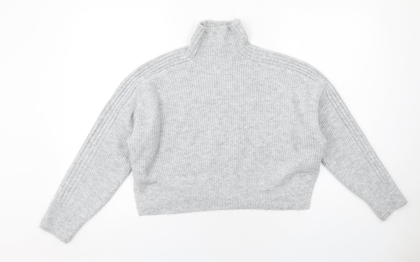 Topshop Womens Grey High Neck Acrylic Pullover Jumper Size M
