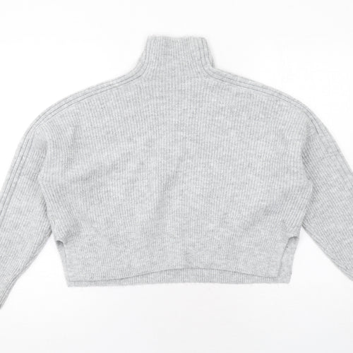 Topshop Womens Grey High Neck Acrylic Pullover Jumper Size M