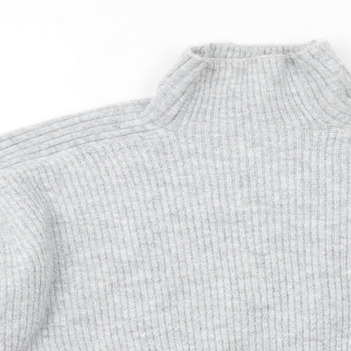 Topshop Womens Grey High Neck Acrylic Pullover Jumper Size M