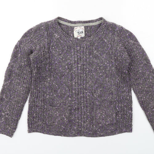 MANTARAY PRODUCTS Womens Purple Round Neck Acrylic Pullover Jumper Size 12