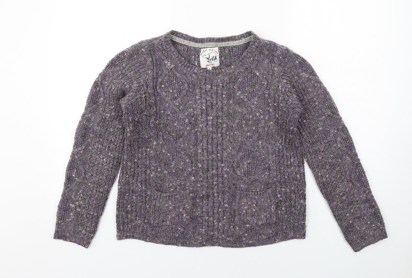 MANTARAY PRODUCTS Womens Purple Round Neck Acrylic Pullover Jumper Size 12