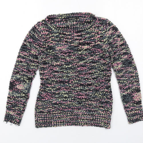 QED London Womens Multicoloured Round Neck Acrylic Pullover Jumper Size S