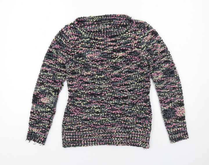 QED London Womens Multicoloured Round Neck Acrylic Pullover Jumper Size S