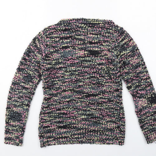 QED London Womens Multicoloured Round Neck Acrylic Pullover Jumper Size S