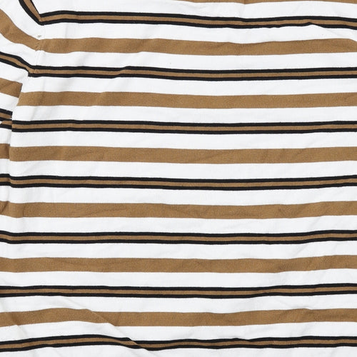 M&Co Womens Beige Round Neck Striped Viscose Pullover Jumper Size 12