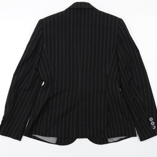 Marks and Spencer Womens Black Striped Polyester Jacket Suit Jacket Size 12