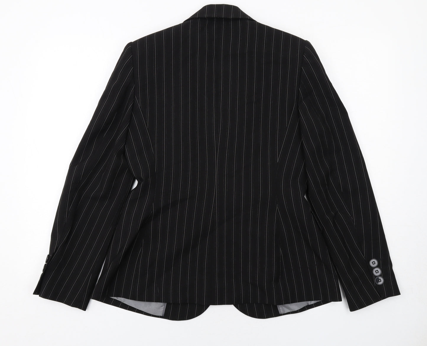 Marks and Spencer Womens Black Striped Polyester Jacket Suit Jacket Size 12