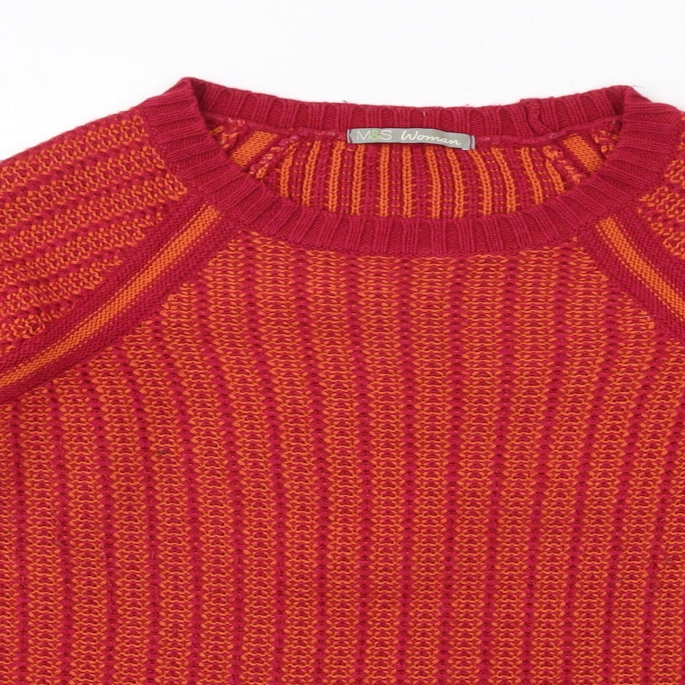 Marks and Spencer Womens Red Round Neck Acrylic Pullover Jumper Size 12