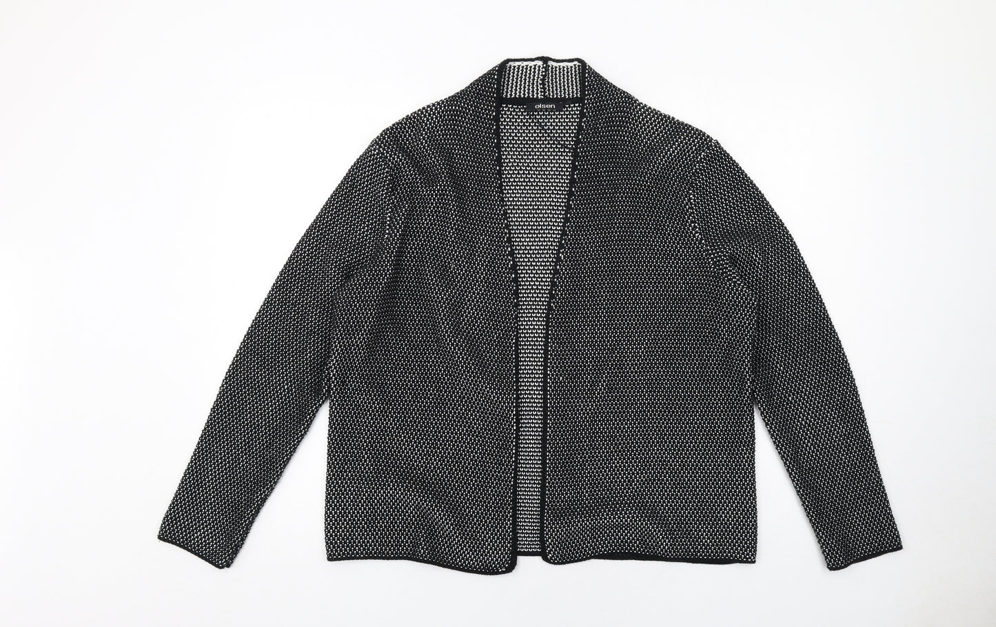 Olsen Womens Black V-Neck Cotton Cardigan Jumper Size 14