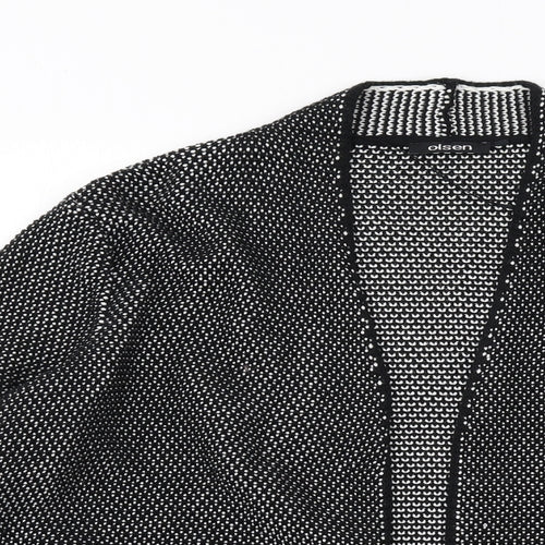 Olsen Womens Black V-Neck Cotton Cardigan Jumper Size 14