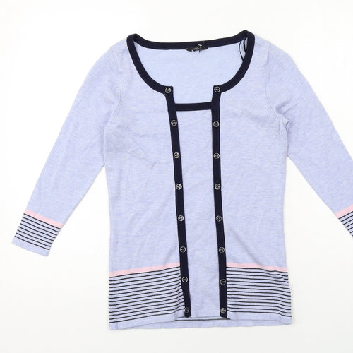 M&Co Womens Blue Round Neck Viscose Pullover Jumper Size 8