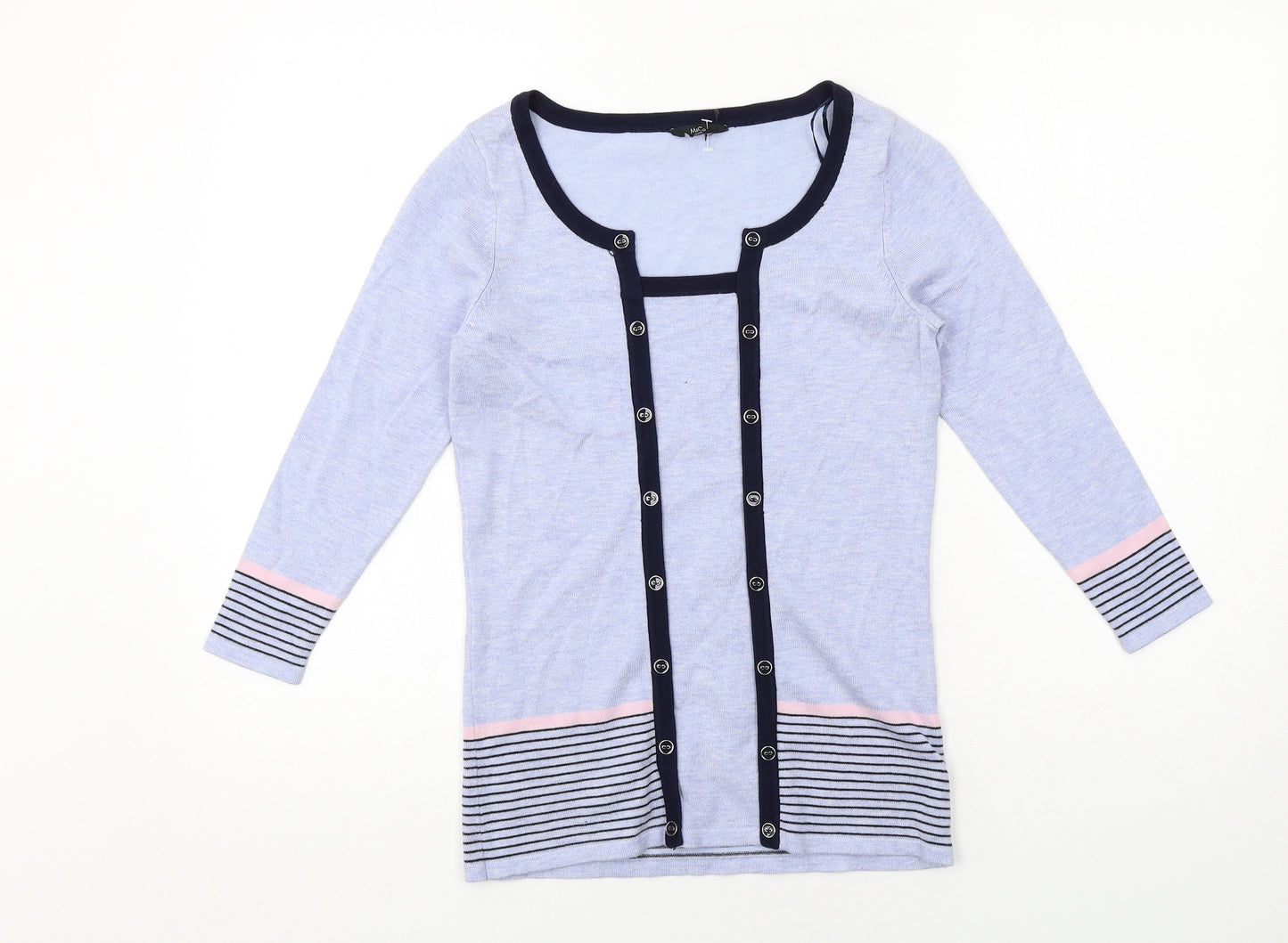 M&Co Womens Blue Round Neck Viscose Pullover Jumper Size 8