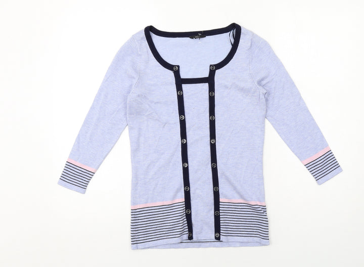 M&Co Womens Blue Round Neck Viscose Pullover Jumper Size 8