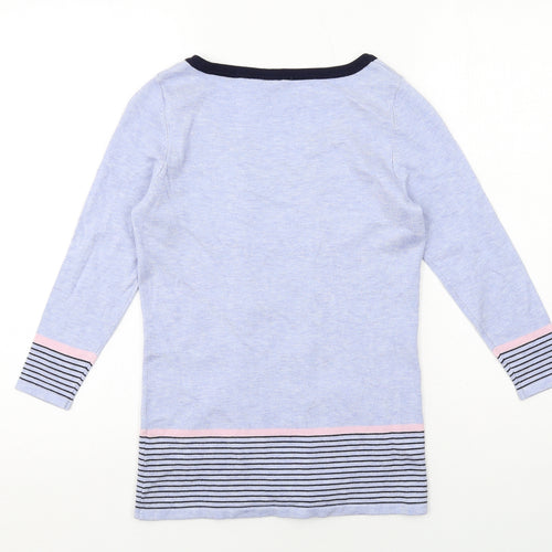 M&Co Womens Blue Round Neck Viscose Pullover Jumper Size 8