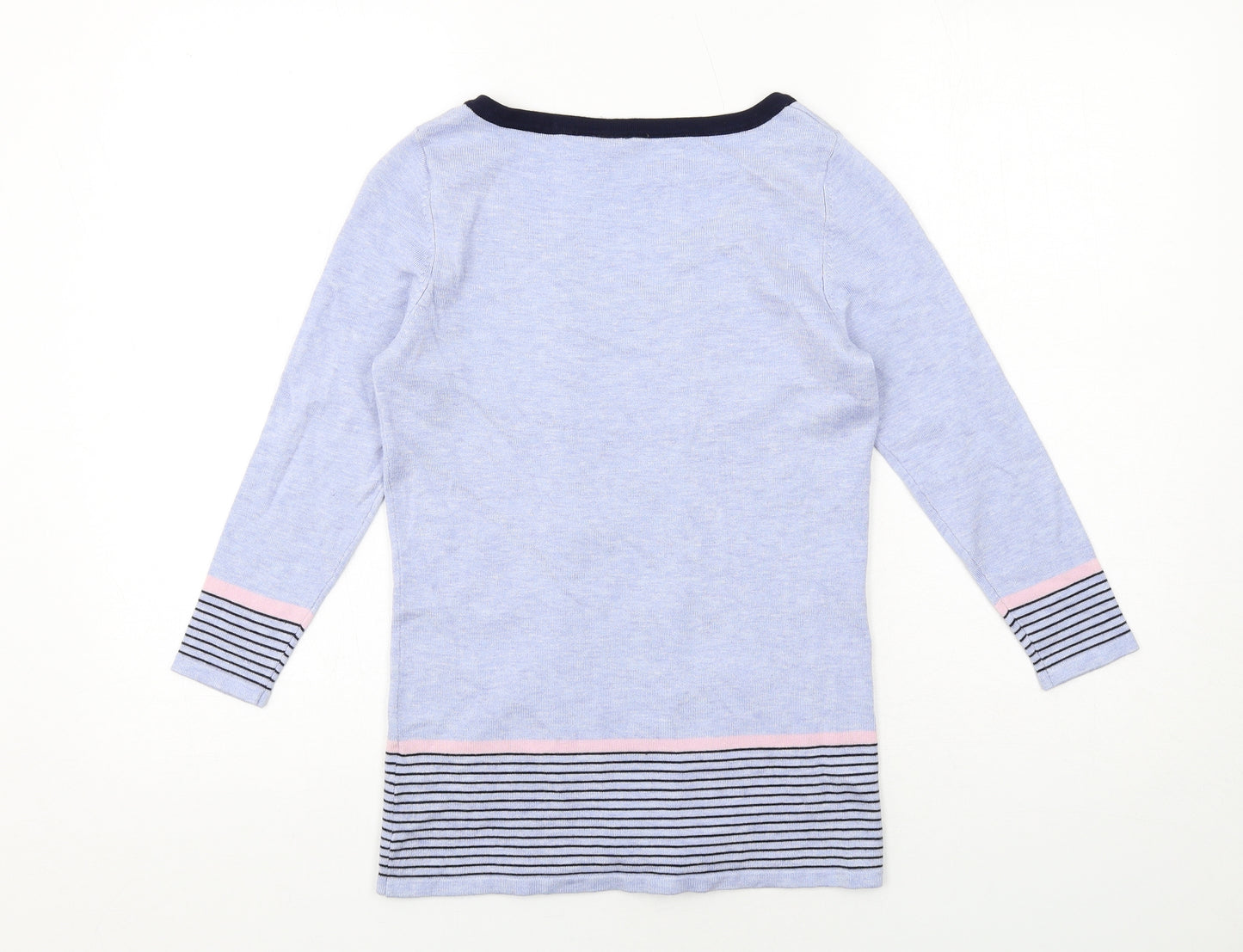 M&Co Womens Blue Round Neck Viscose Pullover Jumper Size 8