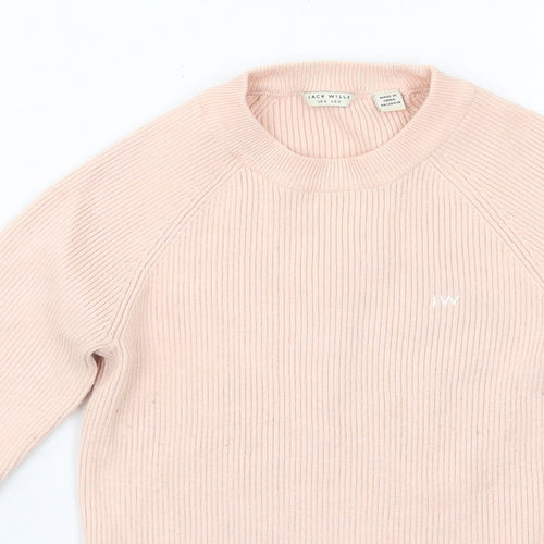 Jack Wills Womens Pink Round Neck Polyester Pullover Jumper Size 6
