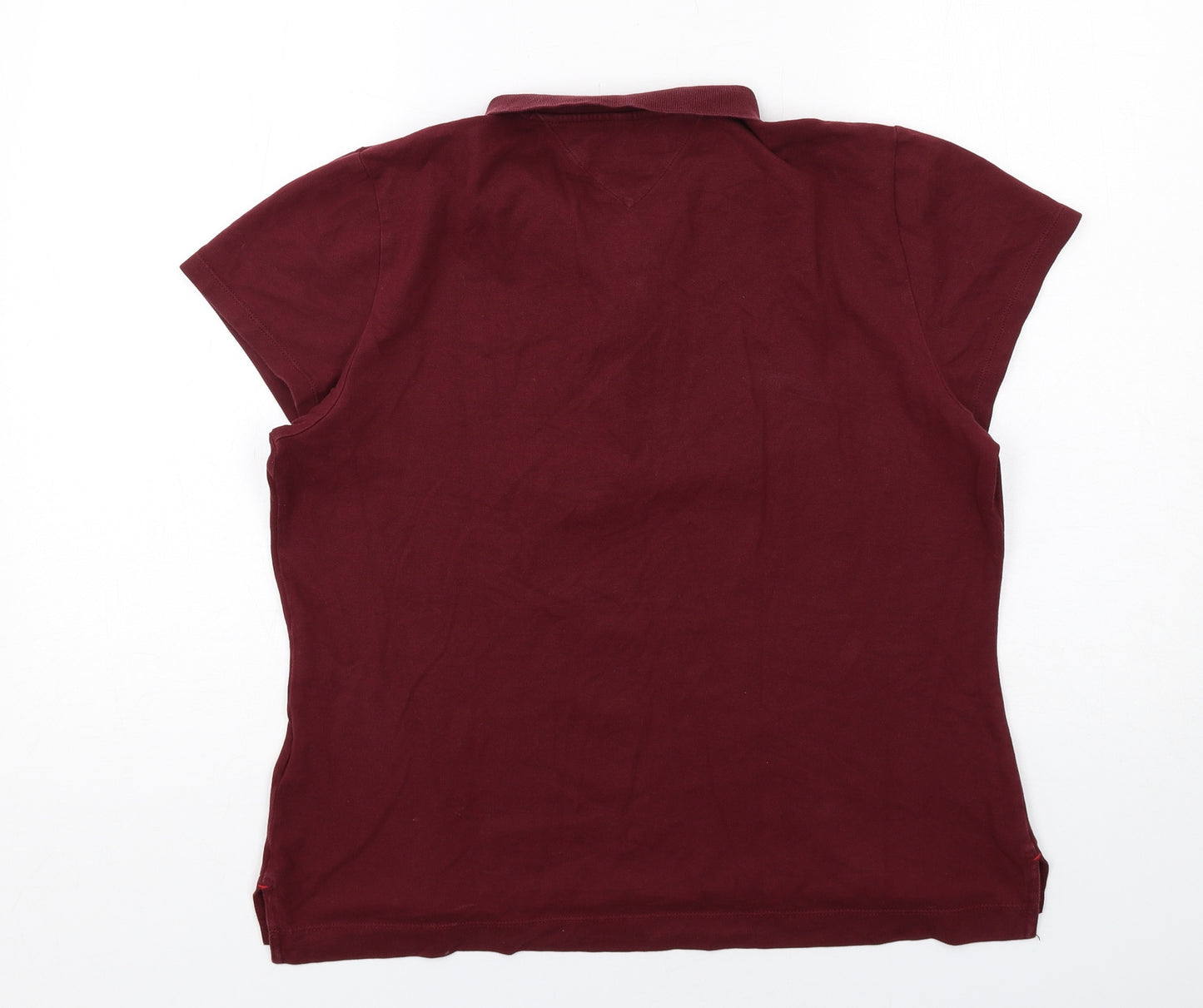 Tommy Hilfiger Womens Red Cotton Basic Polo Size 2XL Collared