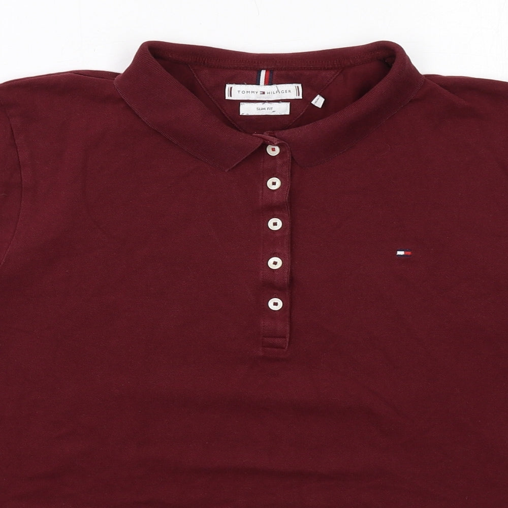 Tommy Hilfiger Womens Red Cotton Basic Polo Size 2XL Collared