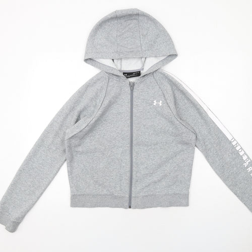 Under armour Womens Grey Cotton Full Zip Hoodie Size M Zip