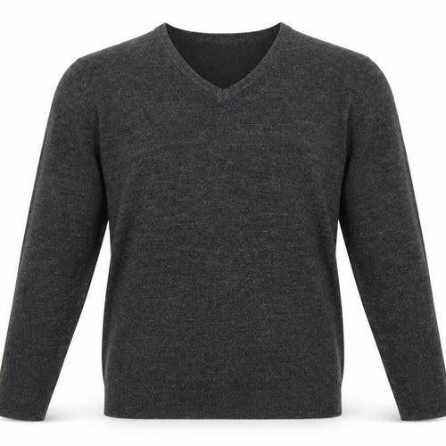 Marks and Spencer Mens Grey V-Neck Acrylic Pullover Jumper Size L Long Sleeve