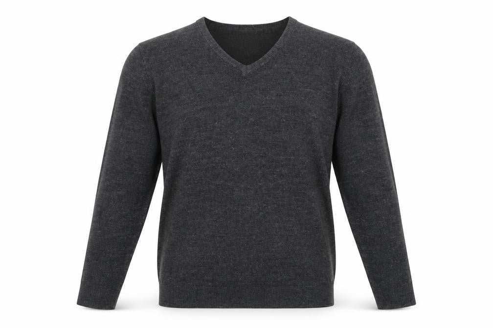 Marks and Spencer Mens Grey V-Neck Acrylic Pullover Jumper Size L Long Sleeve